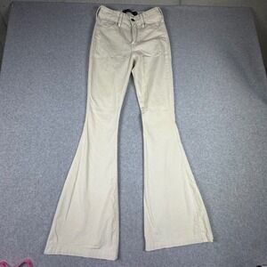 Hollister High Rise Flare‎ Corduroy Pants Cream Off White W23 L32 00R Retro Boho